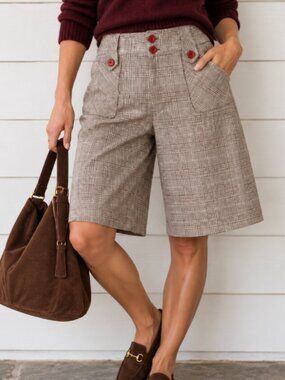 Y2k Lipstick women's plaid Bermuda shorts wide leg SIZE S pockets